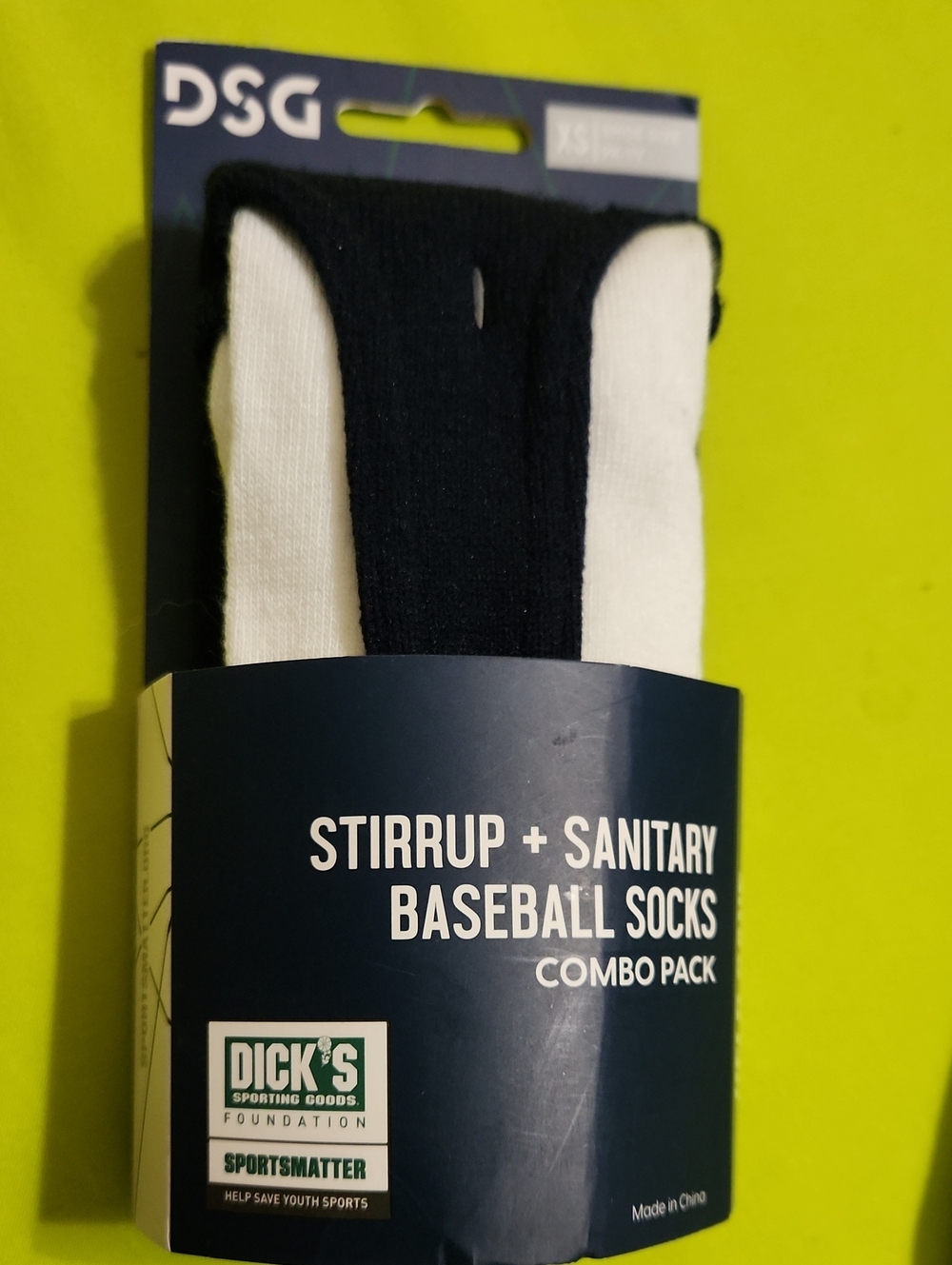 DSG Navy Stirrup Socks & Sanitary Sock baseball Softball Combo Pack XS